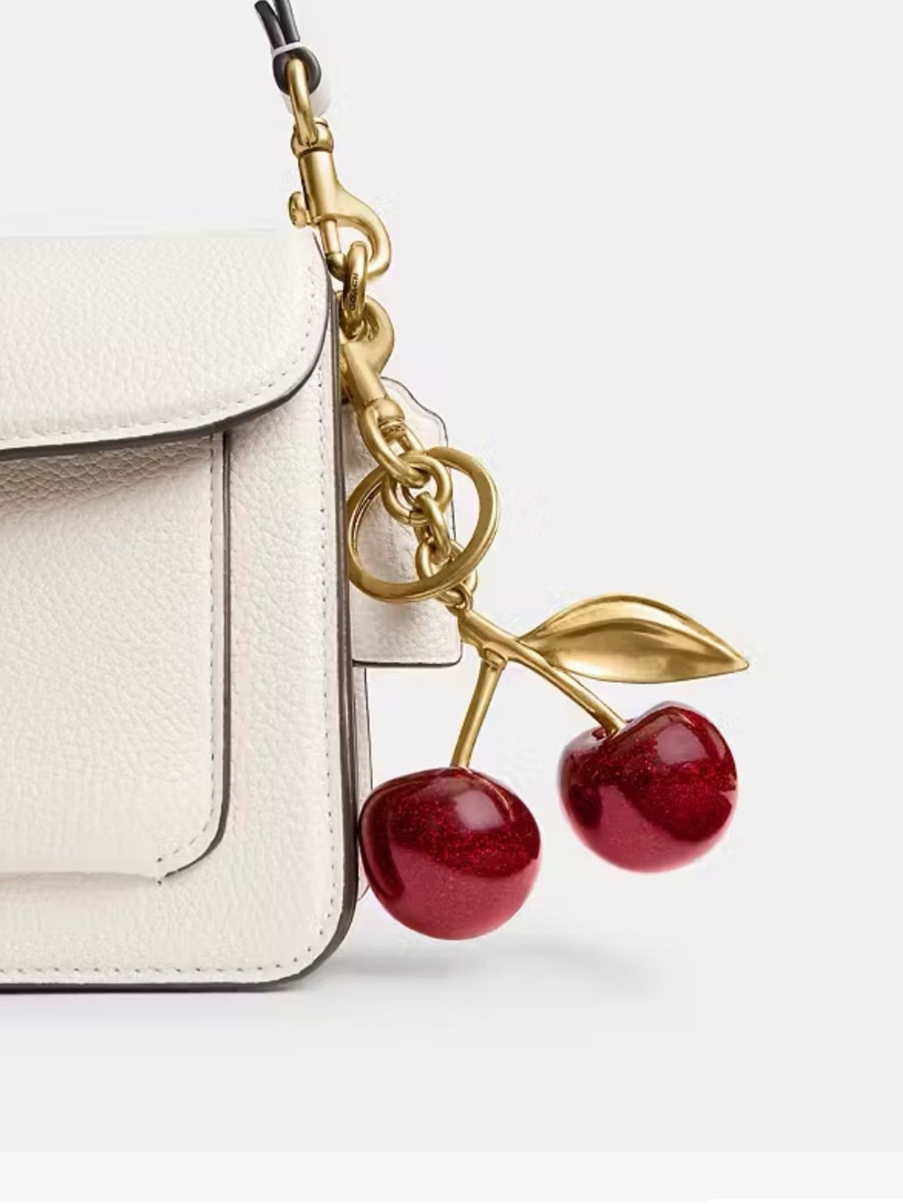 Gold Cherry Charm Keychain
